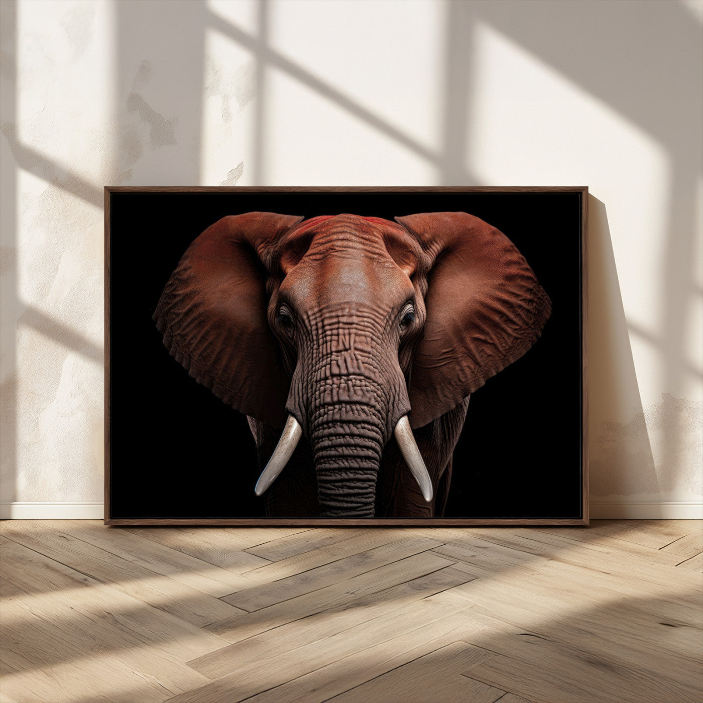 -Wild Elephant Wall Art Canvas Print, Africa Savannah Wild Animal Wall Decor Print