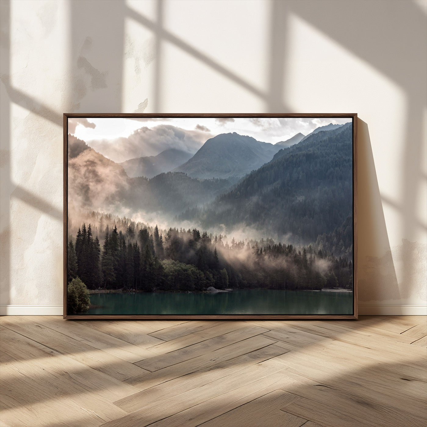 MGV-FC-36X24 - Foggy Mountain Canvas Print Forest Wall Art