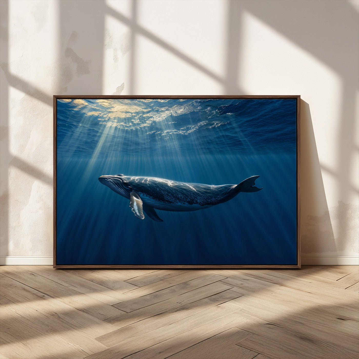 18052-MGV-FC-36X24_Walnut-Whale under Ocean Wall Art Canvas Print