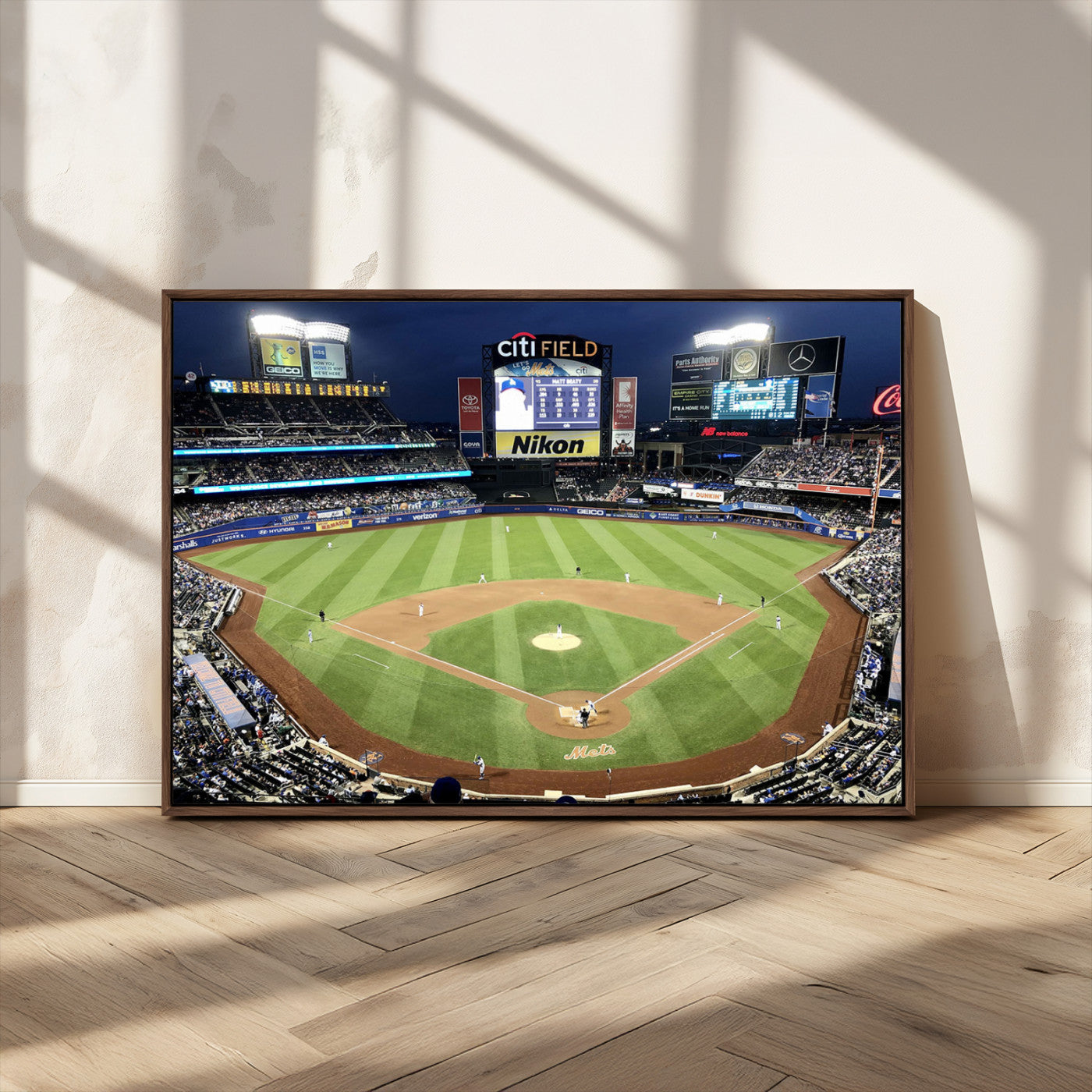 MGV-FC-36X24 - Citi Field Wall Art Print | 3-Panel New York Mets Baseball Stadium Canvas Print | Framed Sports Decor for Living Room, Man Cave, or Office Decor