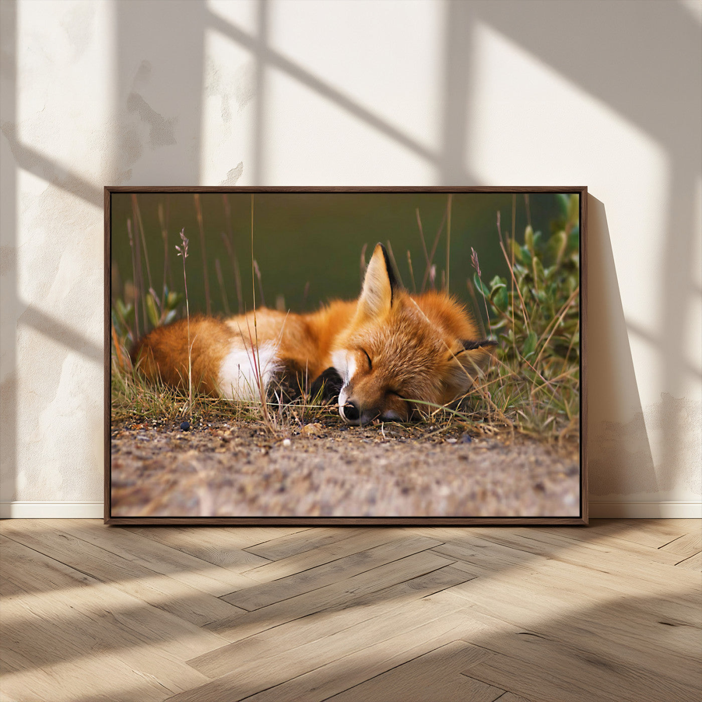 -Sleeping Fox Wall Art Canvas Print, Farmhouse Wall Decor and Animal Wall Art Print