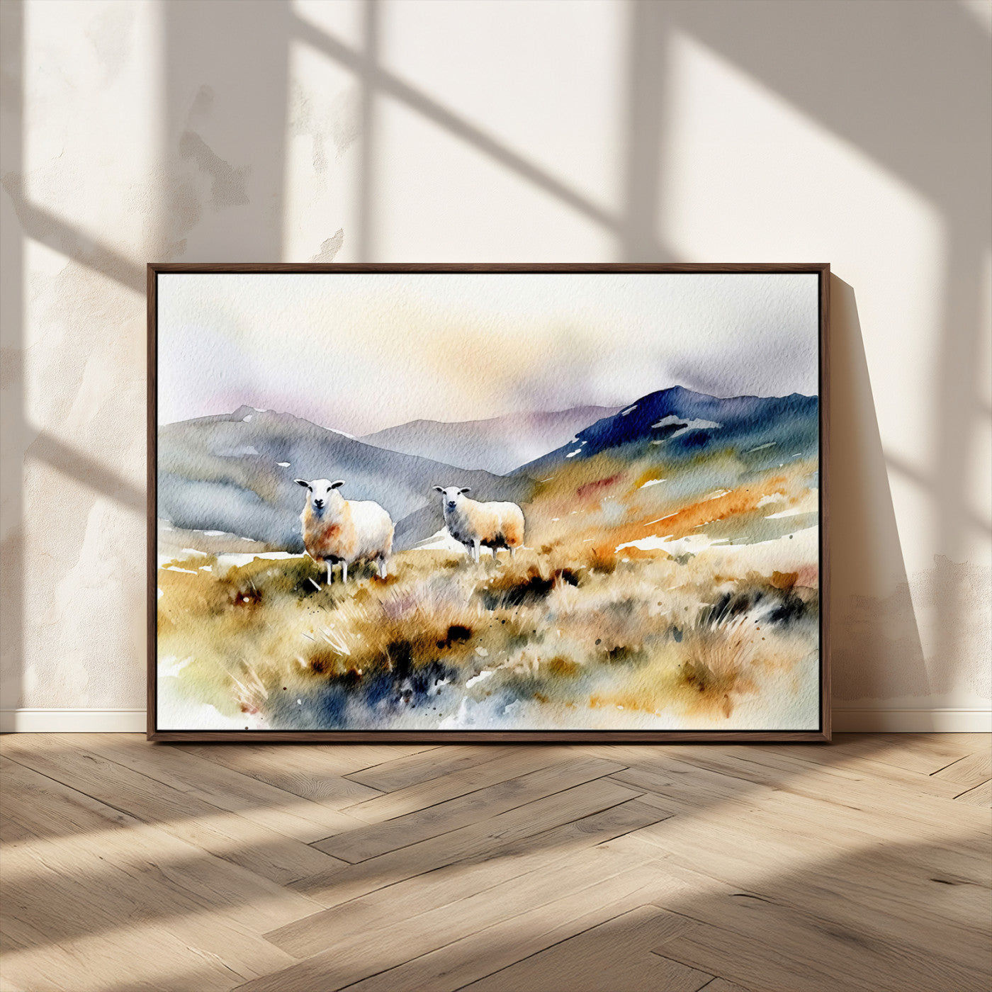 -Watercolor Sheep for Farmhouse Decor Wall Art Canvas Print, Mountain Wall Art Print