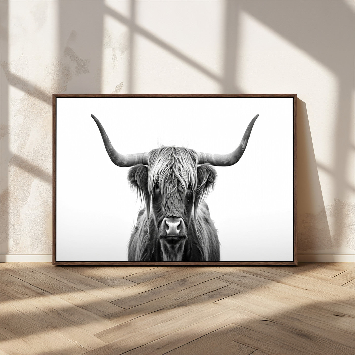 MGV-FC-36X24 - Highland Wall Art Canvas Print – Minimalist Black and White Farmhouse Décor, Ready to Hang