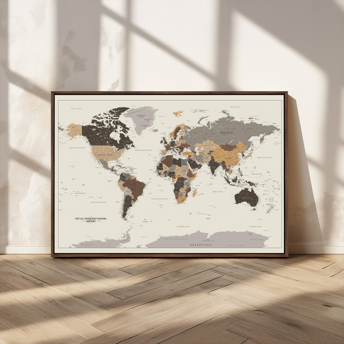 MGV-FC-36X24 - Push Pin World Map Canvas Print – Framed Wall Art for Couples to Track Their Travels – Anniversary
