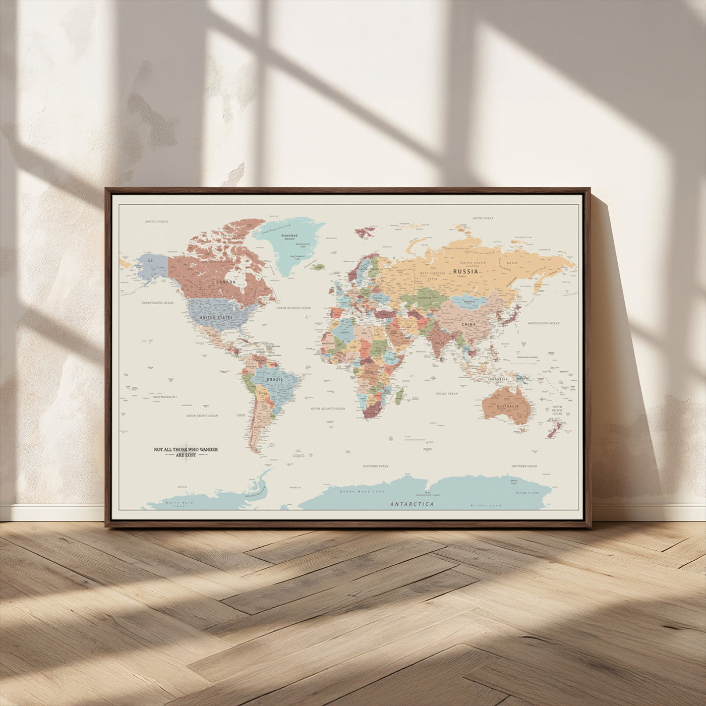 MGV-FC-36X24 - Push Pin World Map Canvas Print – Framed Wall Art for Couples to Track Their Travels – Anniversary