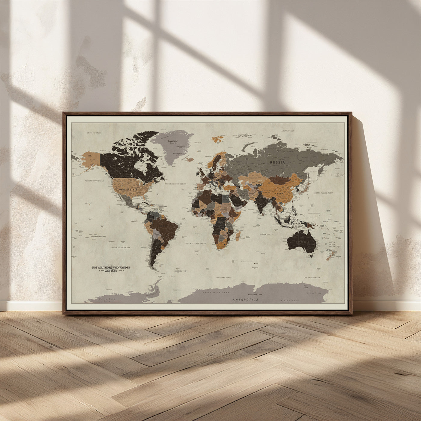 MGV-FC-36X24 - Push Pin World Map Canvas Print – Framed Wall Art for Couples to Track Their Travels – Anniversary