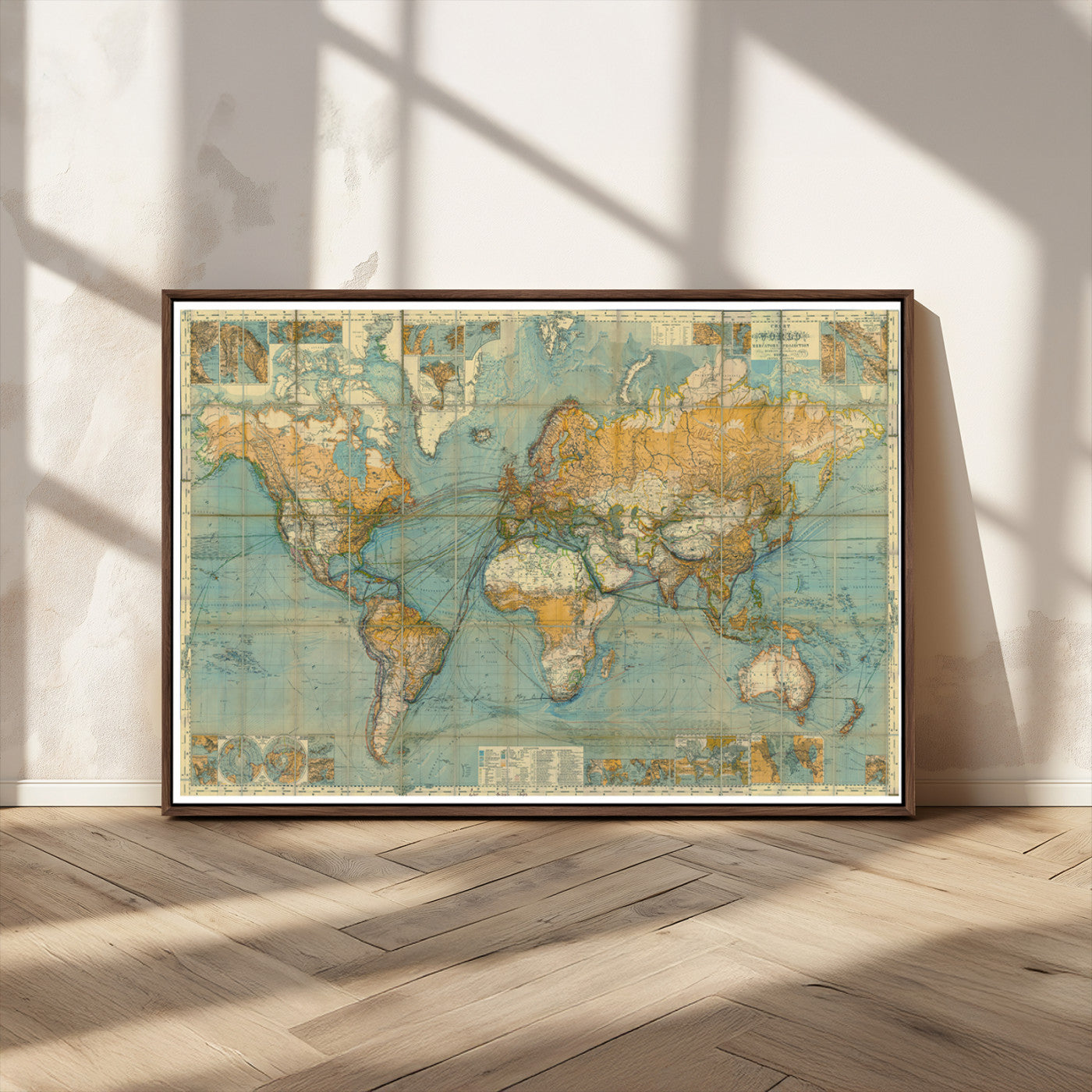 MGV-FC-36X24 - Push Pin World Map Canvas Print – Framed Wall Art for Couples to Track Their Travels – Anniversary