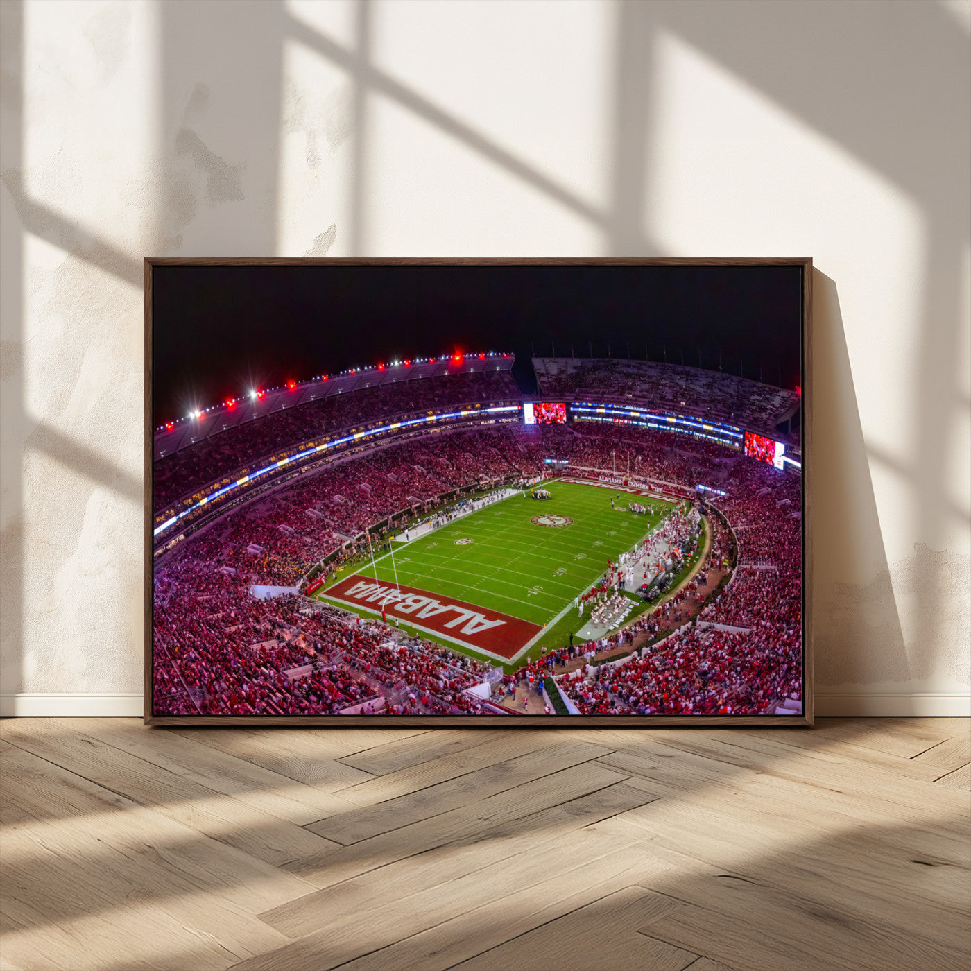 MGV-FC-36X24 - Bryant-Denny Stadium Night Game Triple Canvas Wall Art - Alabama Crimson Tide Football Match