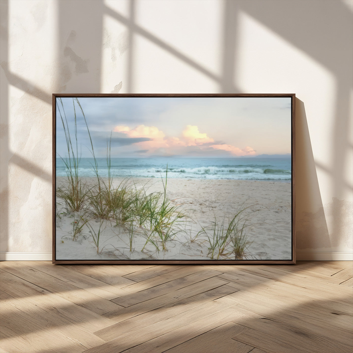 MGV-FC-36X24 - Flight Over Coastal Beach Landscape, Flight Over Coastal Beach Print Canvas Wall Art