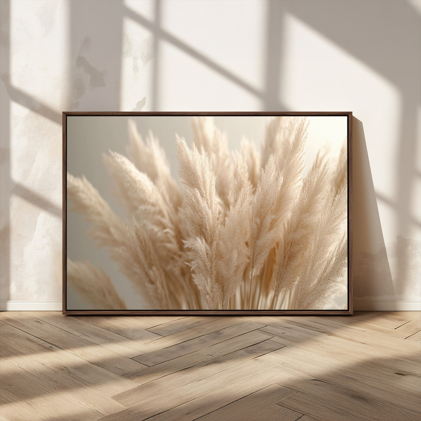 MGV-FC-36X24 - Pampas Grass Canvas Wall Art - Elegant Neutral Decor for Living Room, Boho Minimalist Artwork, Ready