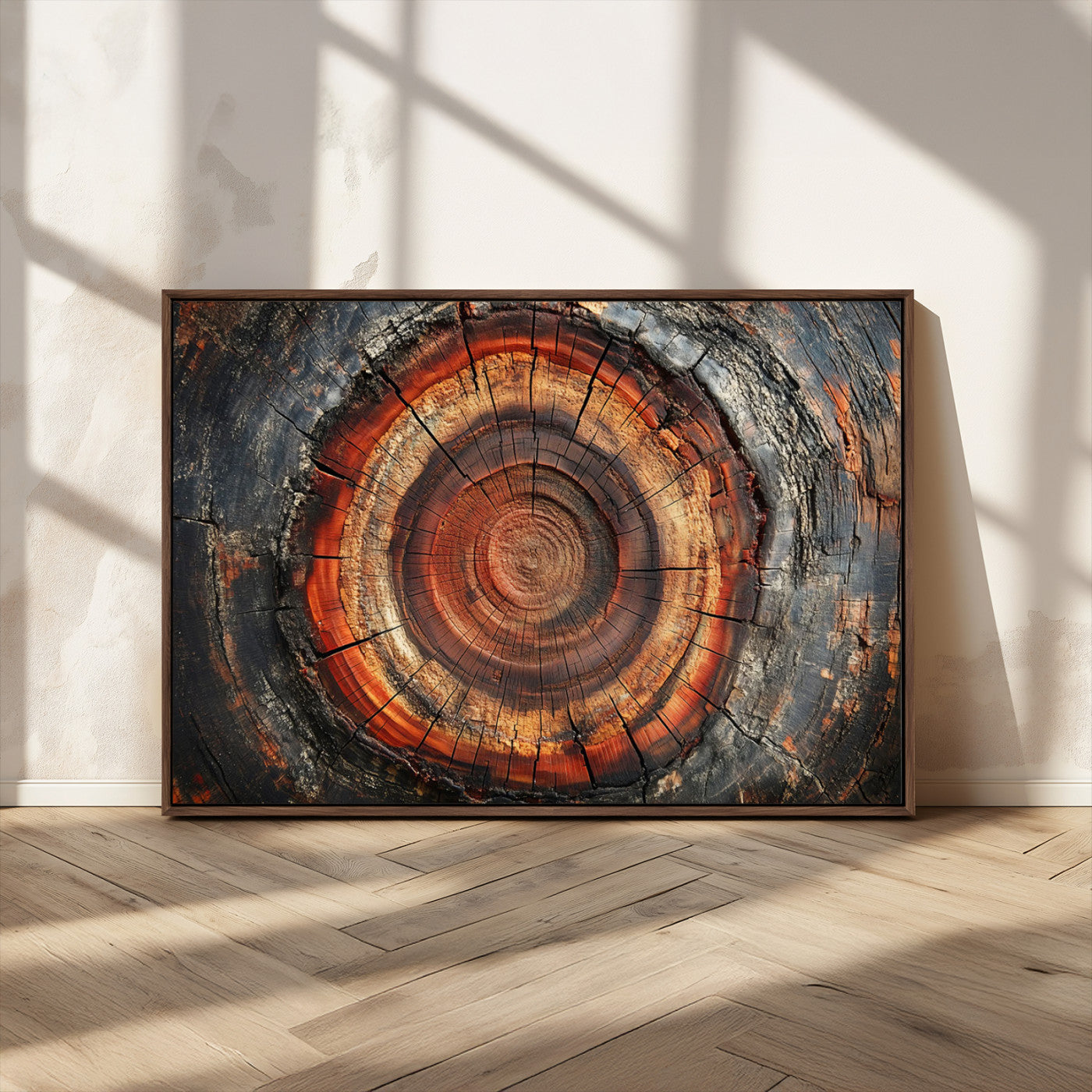 MGV-FC-36X24 - Wood Grain Canvas Wall Art - Framed Abstract Tree Ring Framed Wall Art, Wood Grain Canvas Wall