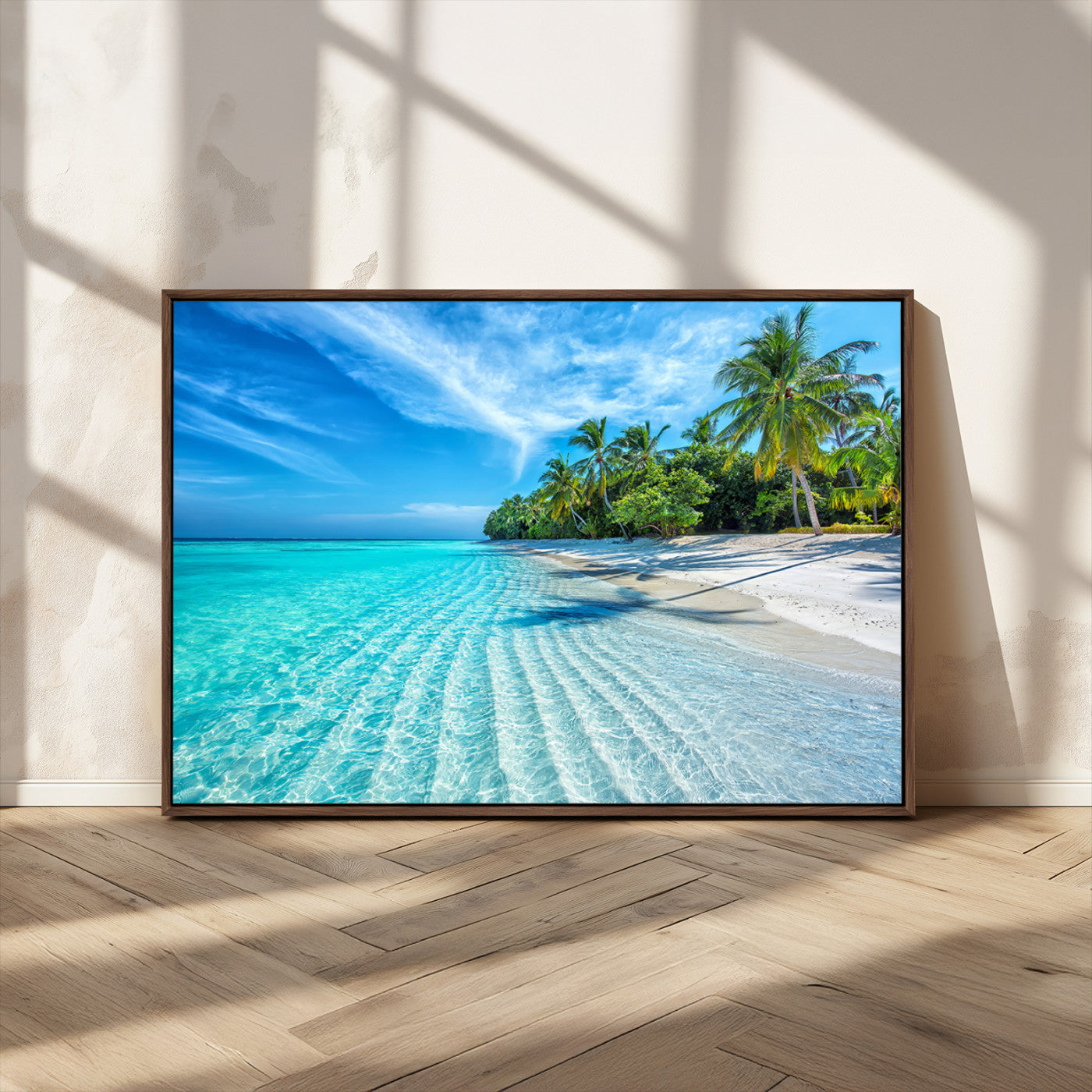 MGV-FC-36X24 - Tropical Beach Wall Art Canvas Print - Serene Ocean Landscape with Crystal Clear Turquoise Water and