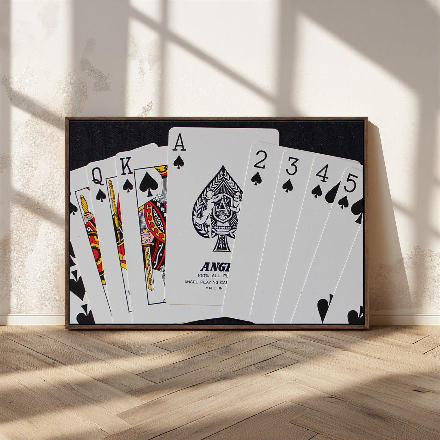MGV-FC-36X24 - Poker Wall Art - Playing Cards Canvas Wall Art Print - Ace of Spades and Royal Flush Design, Perfect