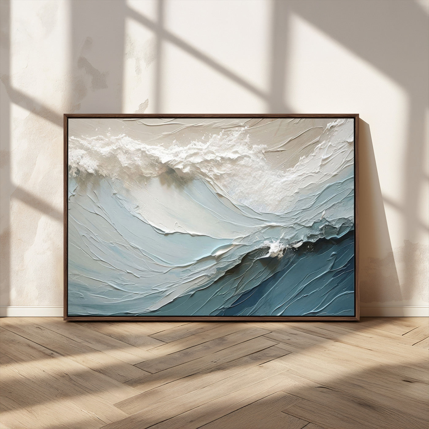 MGV-FC-36X24 - Waves Abstract Wall Art Print, Modern Framed Abstract Canvas Print, Abstract Painting for Living