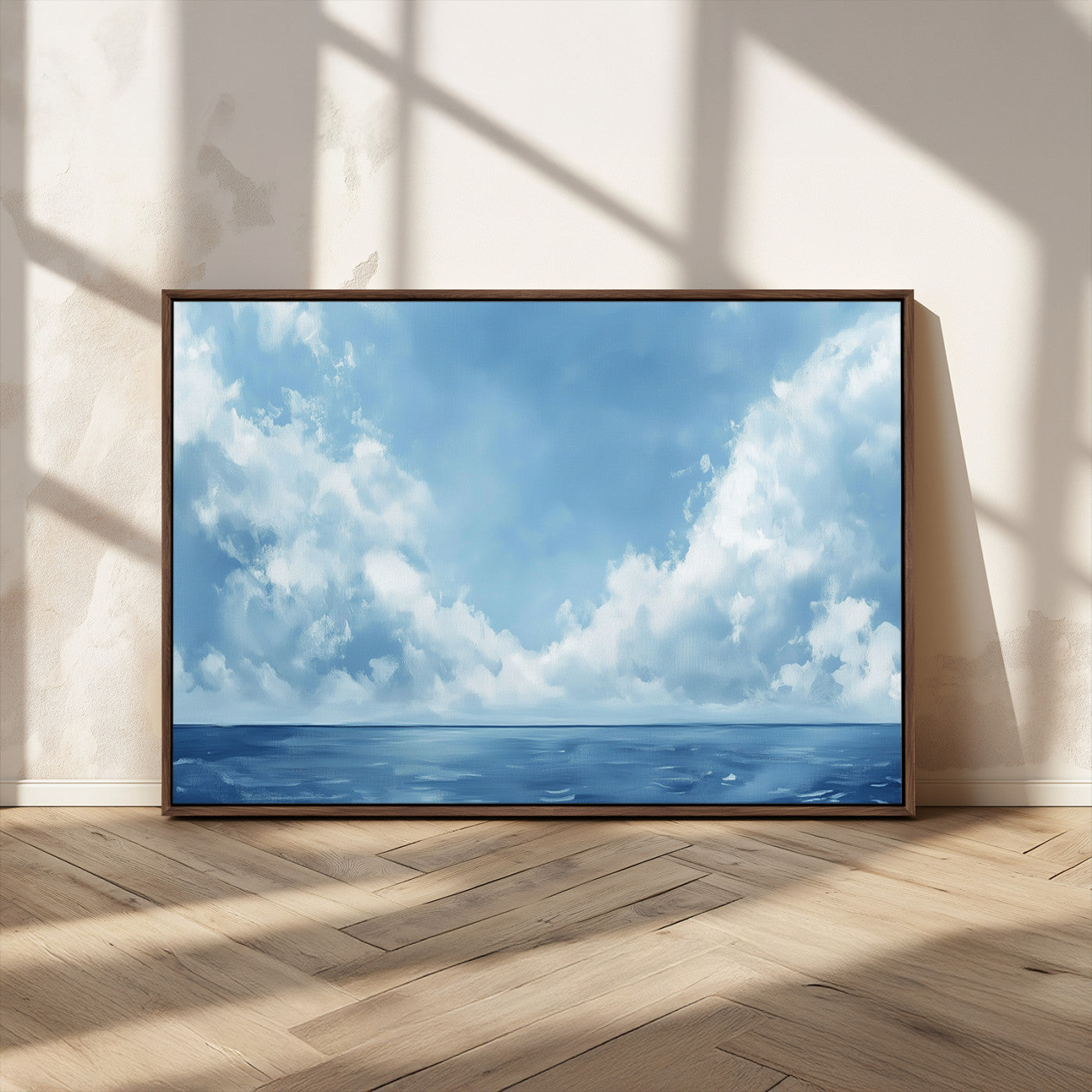 MGV-FC-36X24 - Abstract Ocean Print Artwork- Serene Blue Ocean Canvas Wall Art - Minimalist Ocean and Sky Canvas