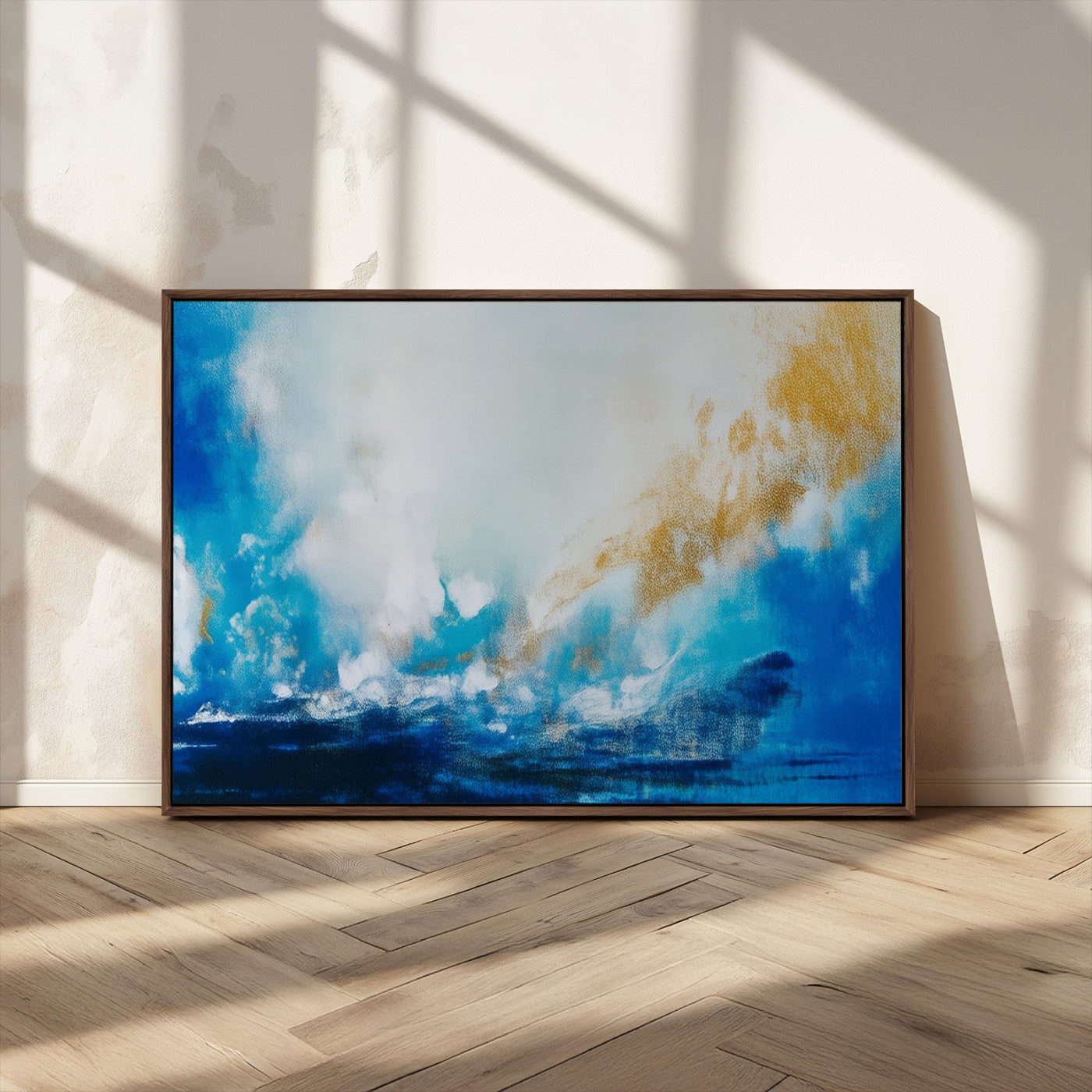 MGV-FC-36X24 - Blue Abstract Print - Dynamic Ocean-Inspired Canvas Wall Art