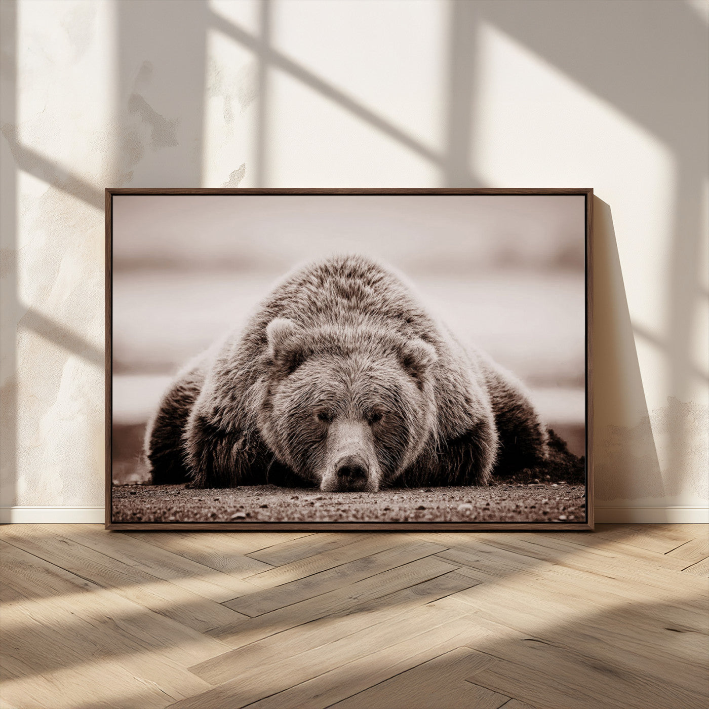 MGV-FC-36X24 - Grizzly Bear Wall Art Print - Bear Canvas Wall Art - Rustic Bear Portrait Canvas Print for Cabin