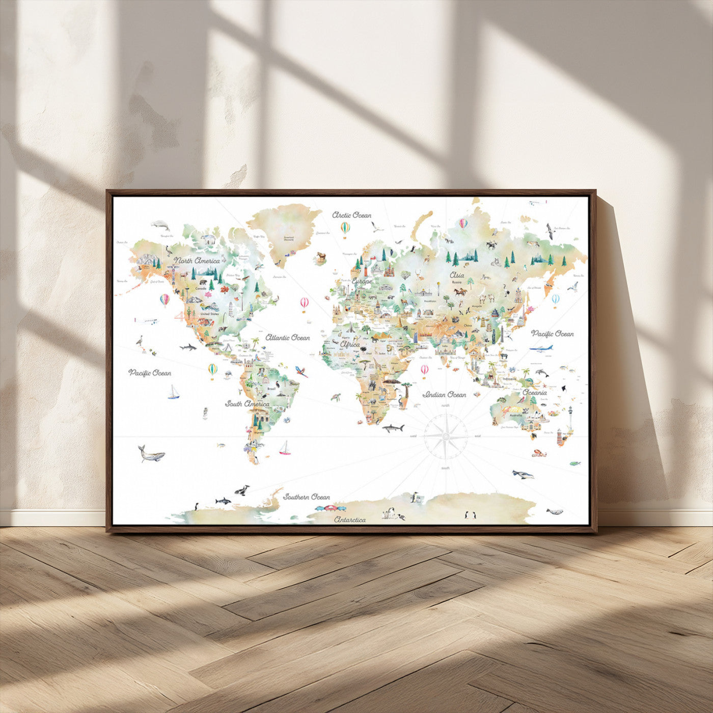 MGV-FC-36X24 - Push Pin World Map Canvas Print – Framed Wall Art for Couples to Track Their Travels – Anniversary