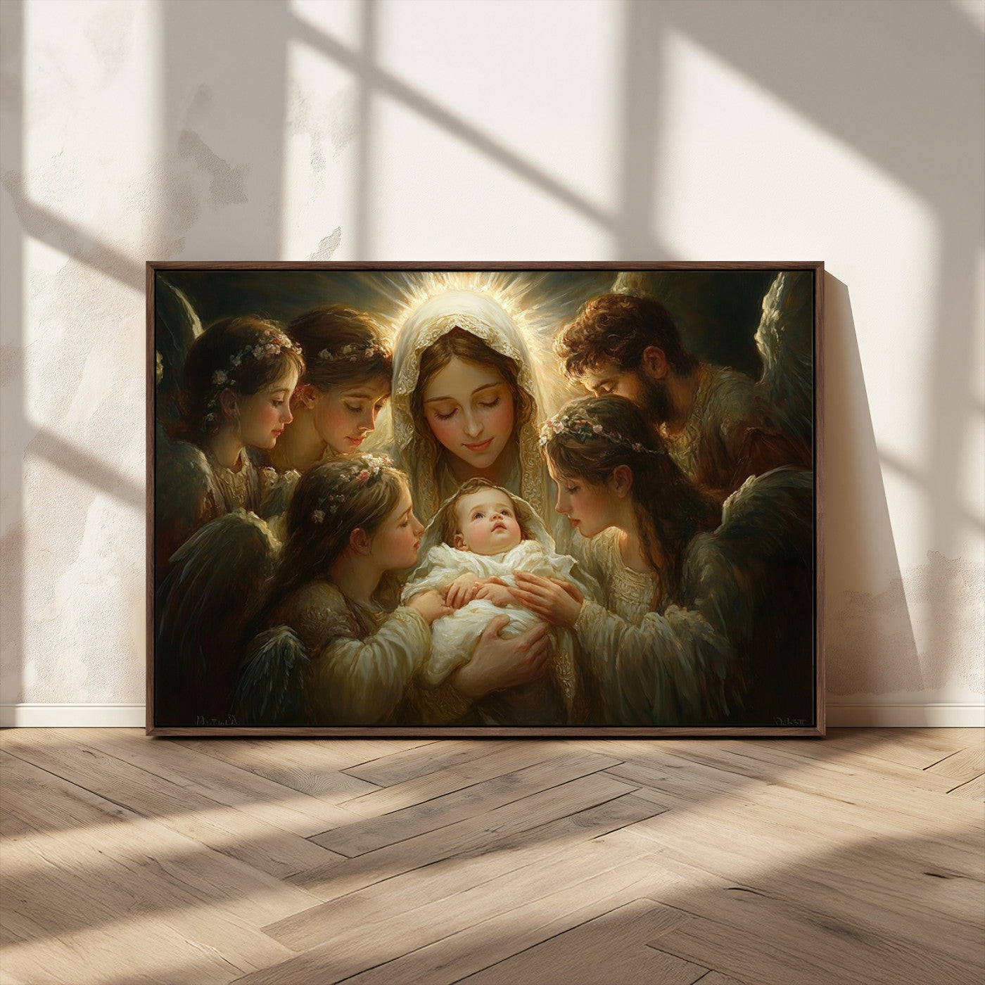 MGV-FC-36X24 - Mary Jesus Canvas Wall Art Print - Madonna and Child with Apostles Art Print - Classic Christian