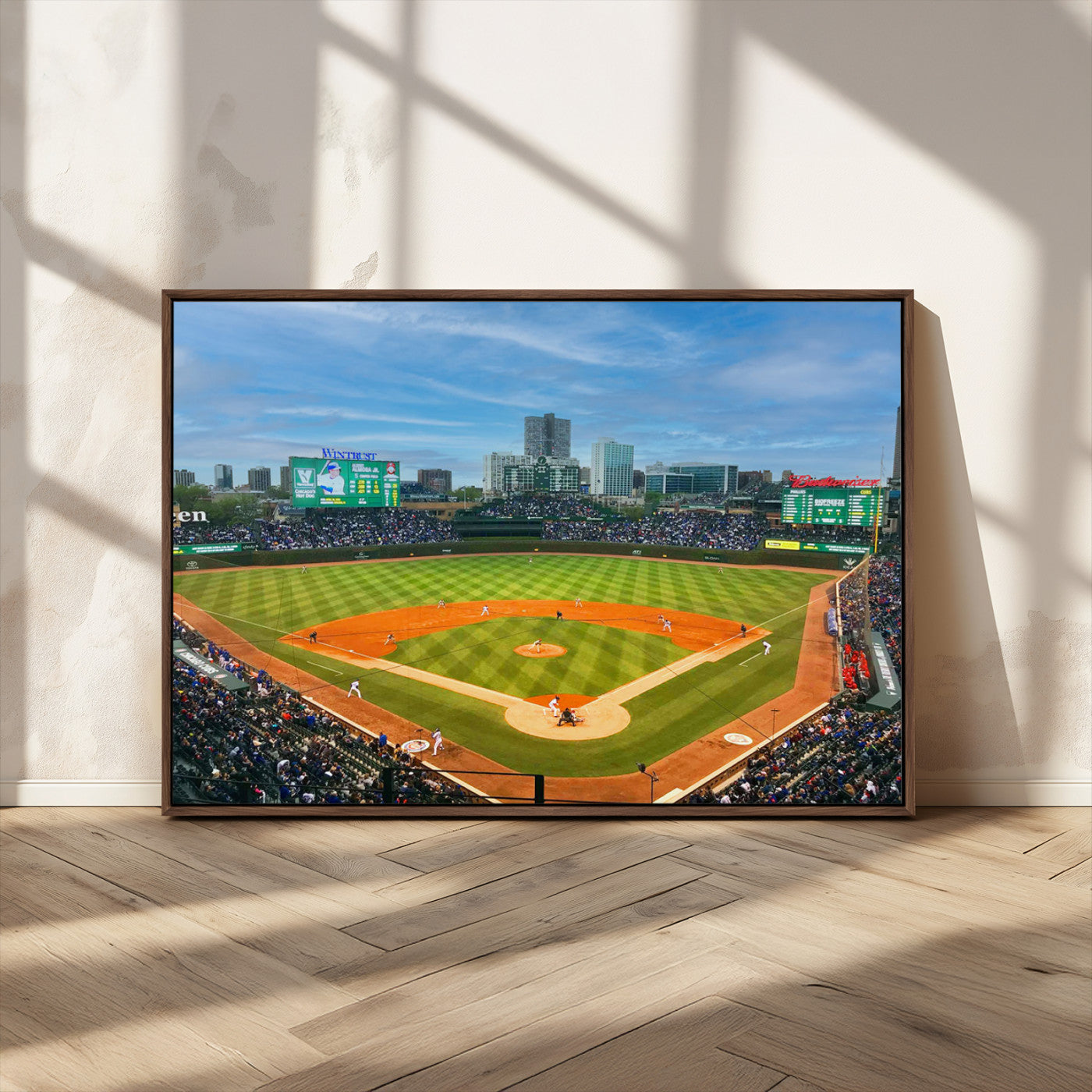 MGV-FC-36X24 - Wrigley Field Chicago Cubs Panoramic Multi Piece Canvas Wall Art - Iconic Baseball Stadium Print for