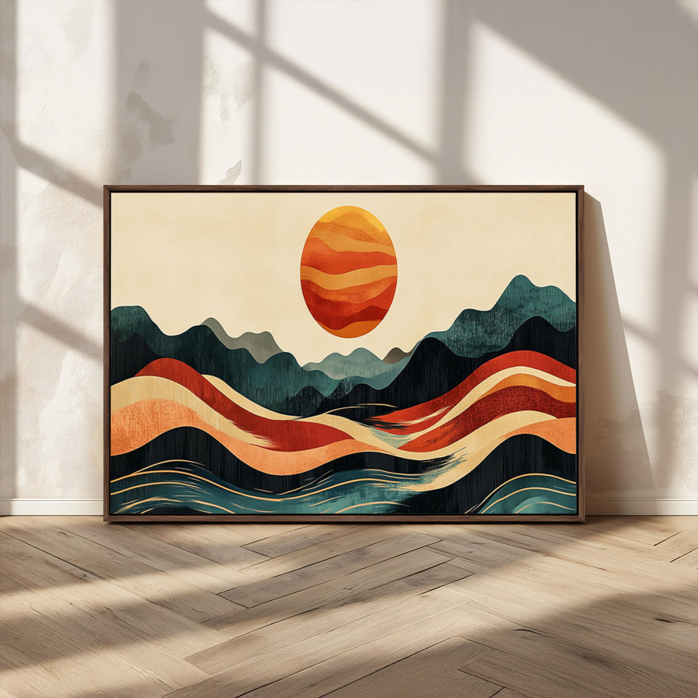 MGV-FC-36X24 - Mountain Triptych Wall Art - Western Nature Prints - Framed Boho Pine Tree Canvas for Log Cabin or