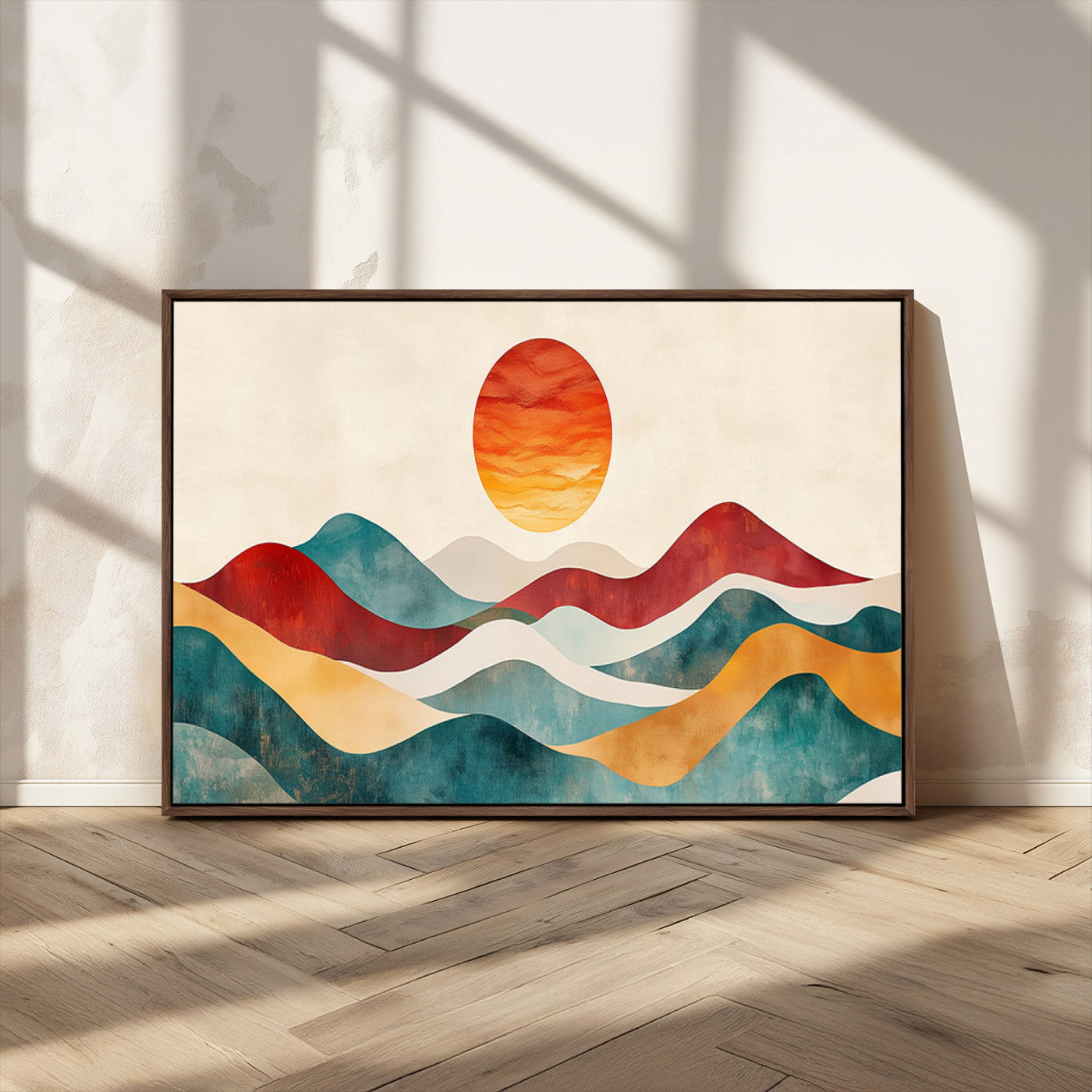 MGV-FC-36X24 - Southwest Mountain Canvas - Boho Triptych Wall Art - Rustic Woodland Nursery Decor - Abstract Nature