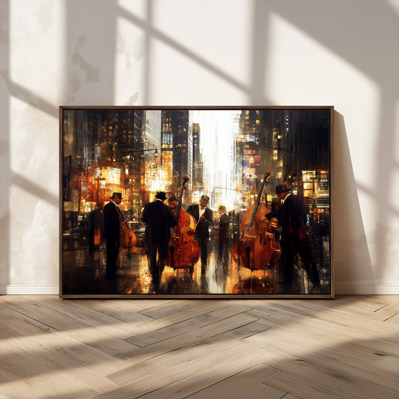 MGV-FC-36X24 - Abstract Jazz Art Wall Art Canvas Print - Framed Abstract Music Canvas - Colorful Instrument Poster