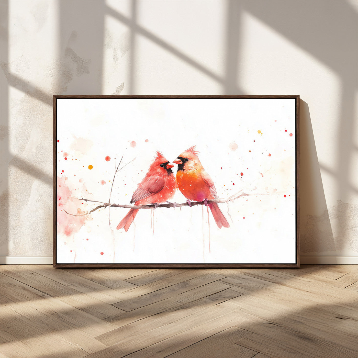 MGV-FC-36X24 - Cardinal Bird Canvas Wall Art - Male and Female Cardinal Print - Nature-Inspired Bird Wall Decor for