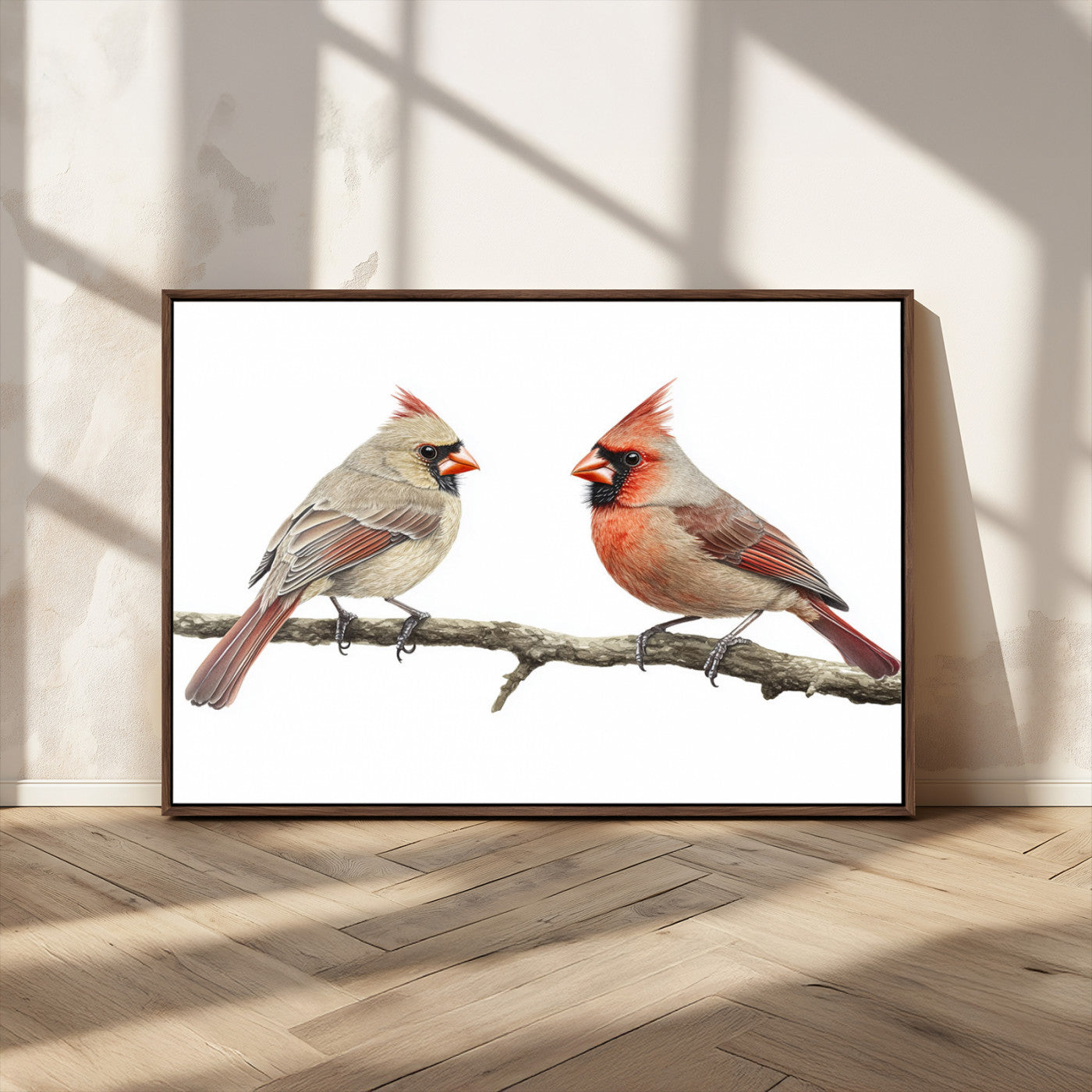 MGV-FC-36X24 - Cardinal Canvas Wall Art - Male and Female Cardinal Print - Nature-Inspired Bird Wall Decor for Home
