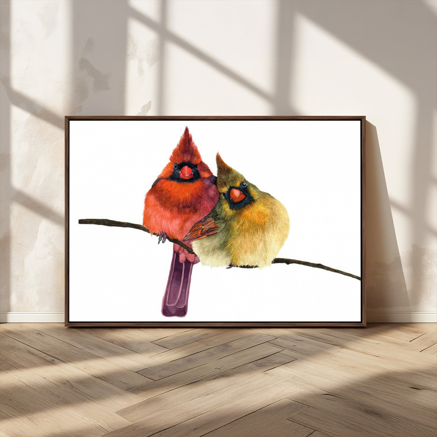 MGV-FC-36X24 - Cardinal Bird Canvas Wall Art - Male and Female Cardinal Print - Nature-Inspired Bird Wall Decor for