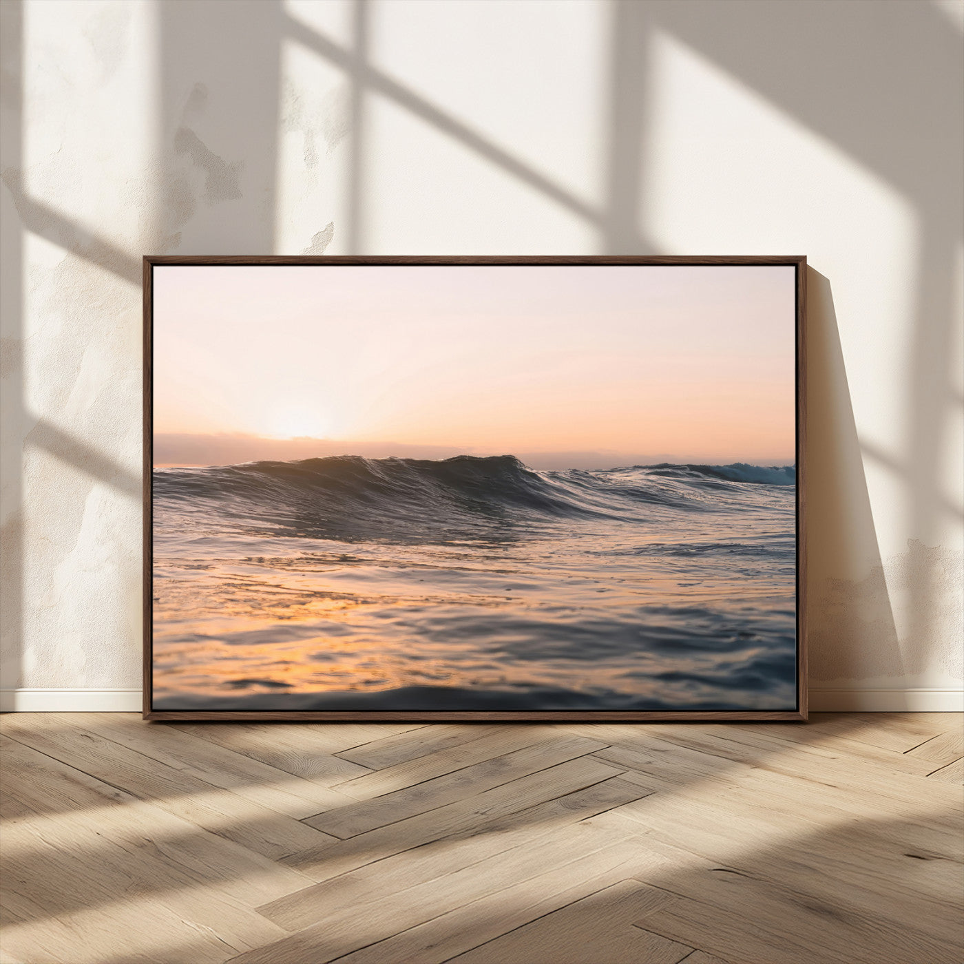 46299358-MGV-CV-36X24 - Golden Sunset Ocean Wall Art – Tranquil Waves & Peaceful Horizon Canvas Print, Soft Light and Evening Glow for Serene Beach, Home or Nature Decor