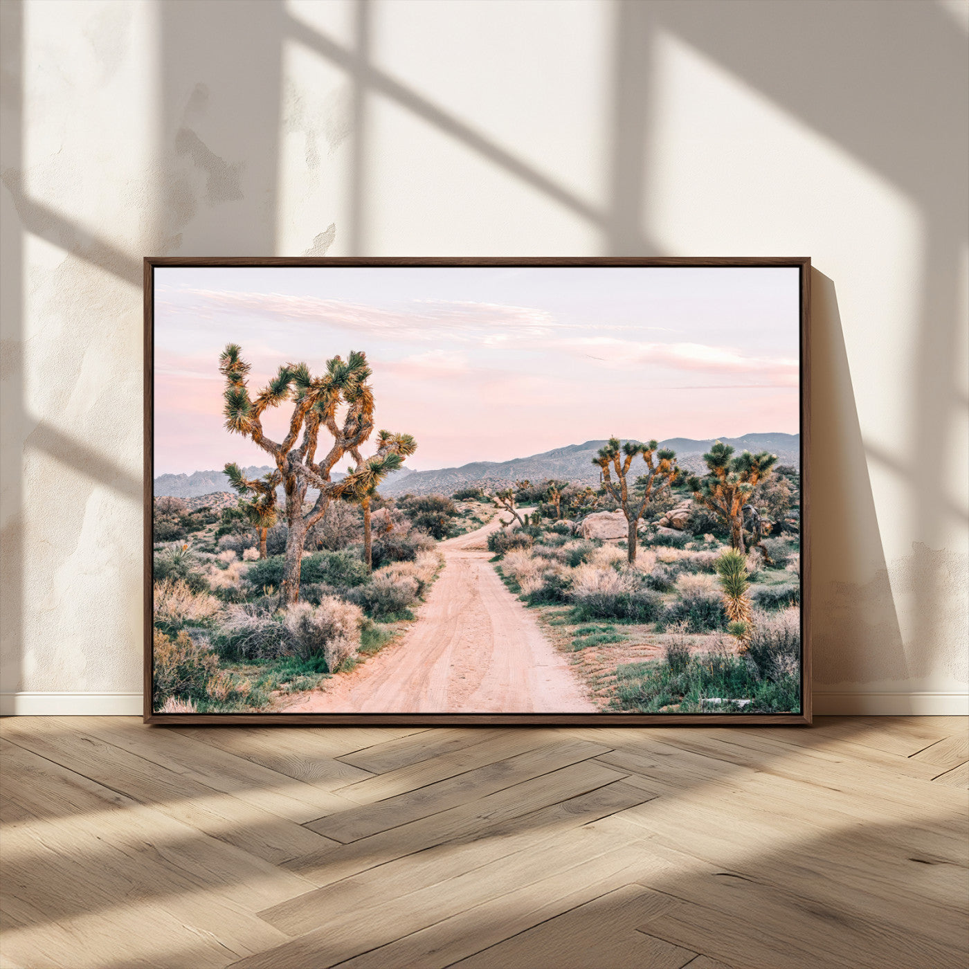 MGV-FC-36X24 - Joshua Tree Park Wall Art Canvas Print, Framed Desert Road Art Picture Print, Sunset Drive Perfect Southwestern Boho Decor Artwork