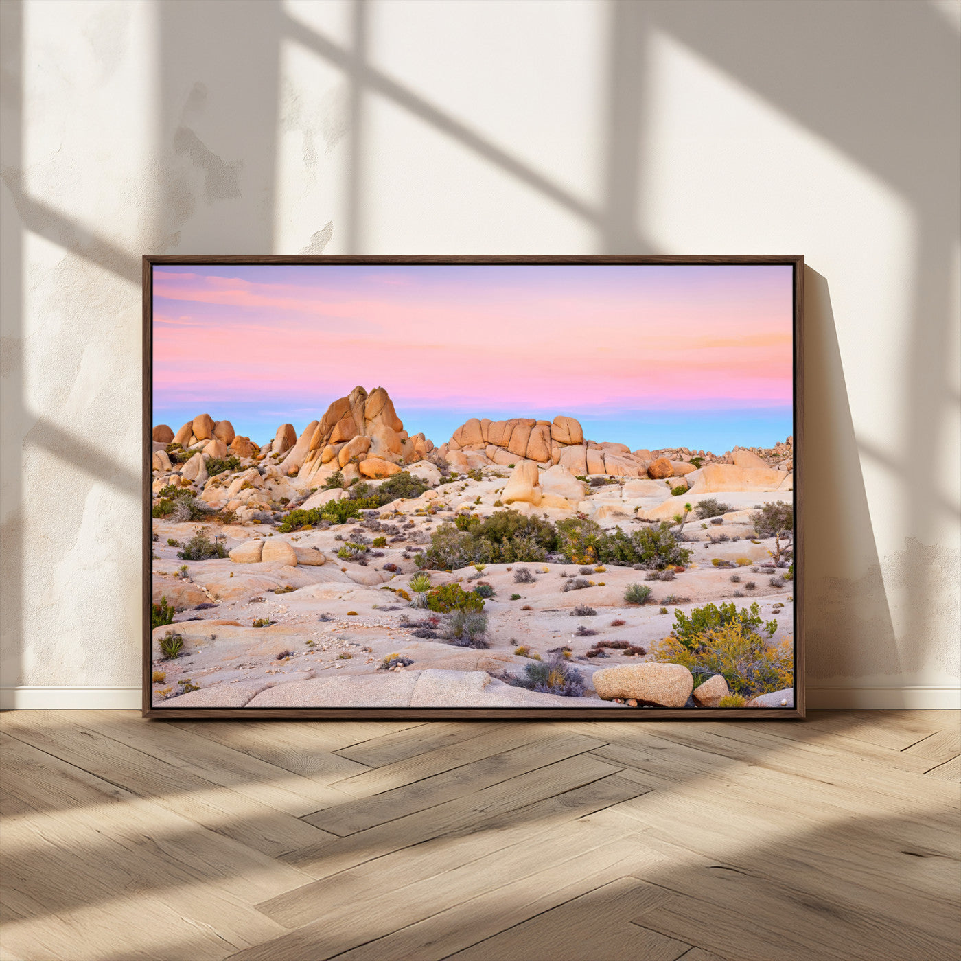 MGV-FC-36X24 - Vibrant Sunset Sky Wall Art Canvas Print, Framed Joshua Tree Art Picture Print, Rugged Terrain Perfect Southwestern Boho Decor Artwork