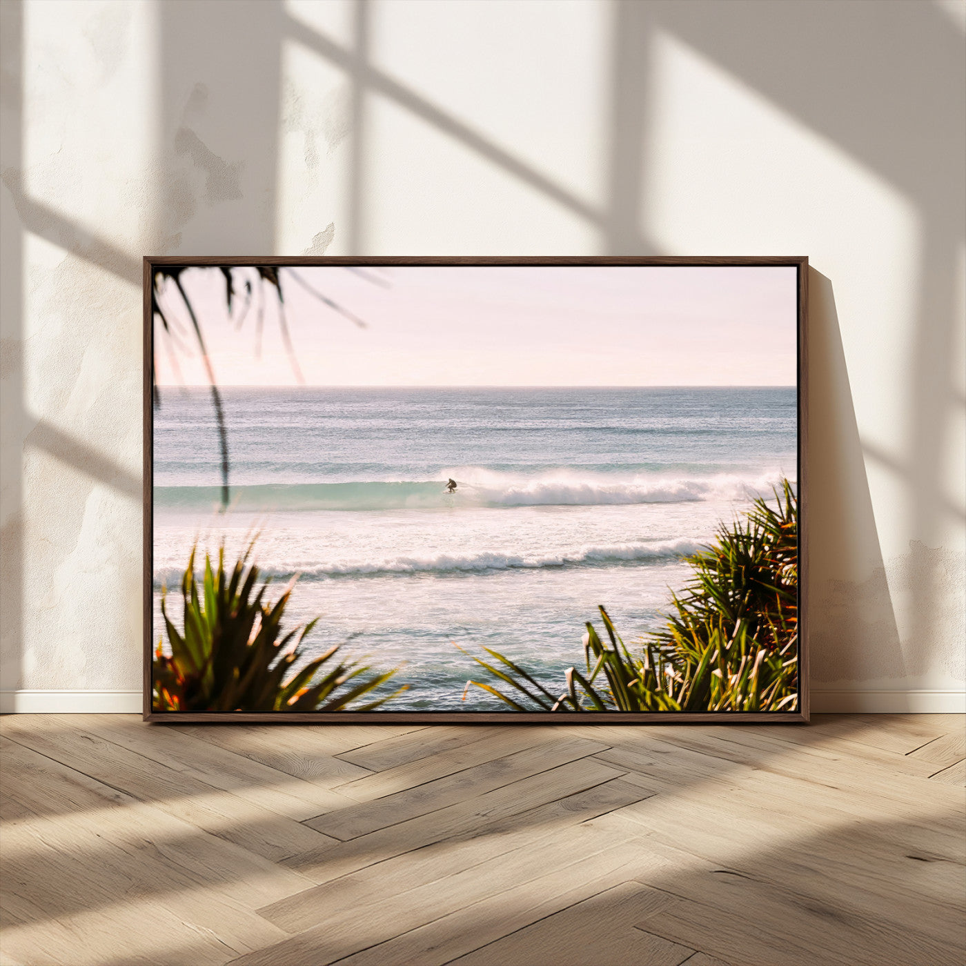 MGV-FC-36X24 - Ocean Surfer Wall Art Canvas Print, Framed Coastal Surf Art Picture Print, Tropical Beach Perfect Tropical Coastal Decor Artwork
