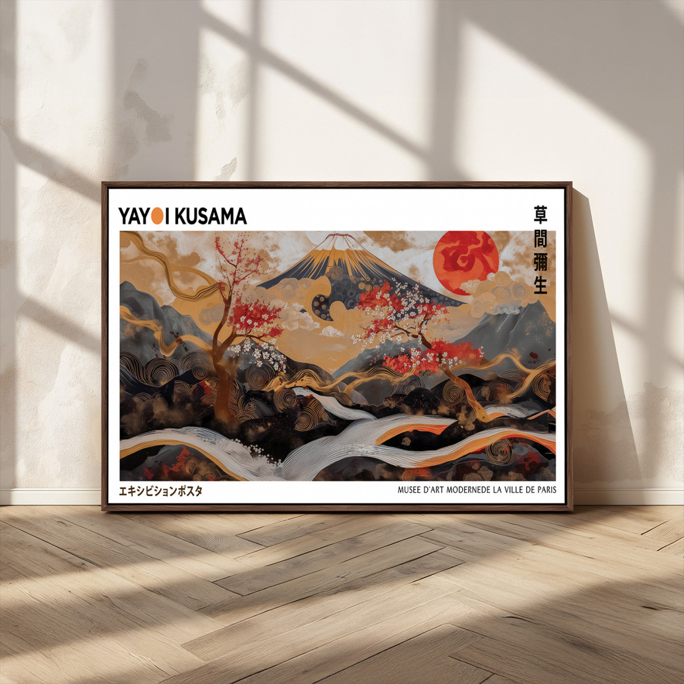 MGV-FC-36X24 - Modern Japanese Wall Art Print Yayoi Kusama Canvas Wall Art Abstract Mount Fuji Canvas Print