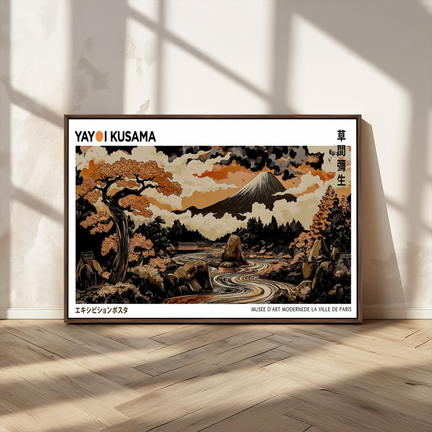 MGV-FC-36X24 - Modern Japanese Wall Art Print Yayoi Kusama Canvas Wall Art Abstract Mount Fuji Canvas Print