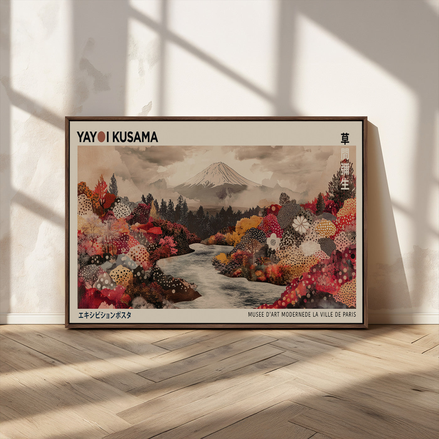 MGV-FC-36X24 - Modern Japanese Wall Art Print Yayoi Kusama Canvas Wall Art Abstract Mount Fuji Canvas Print