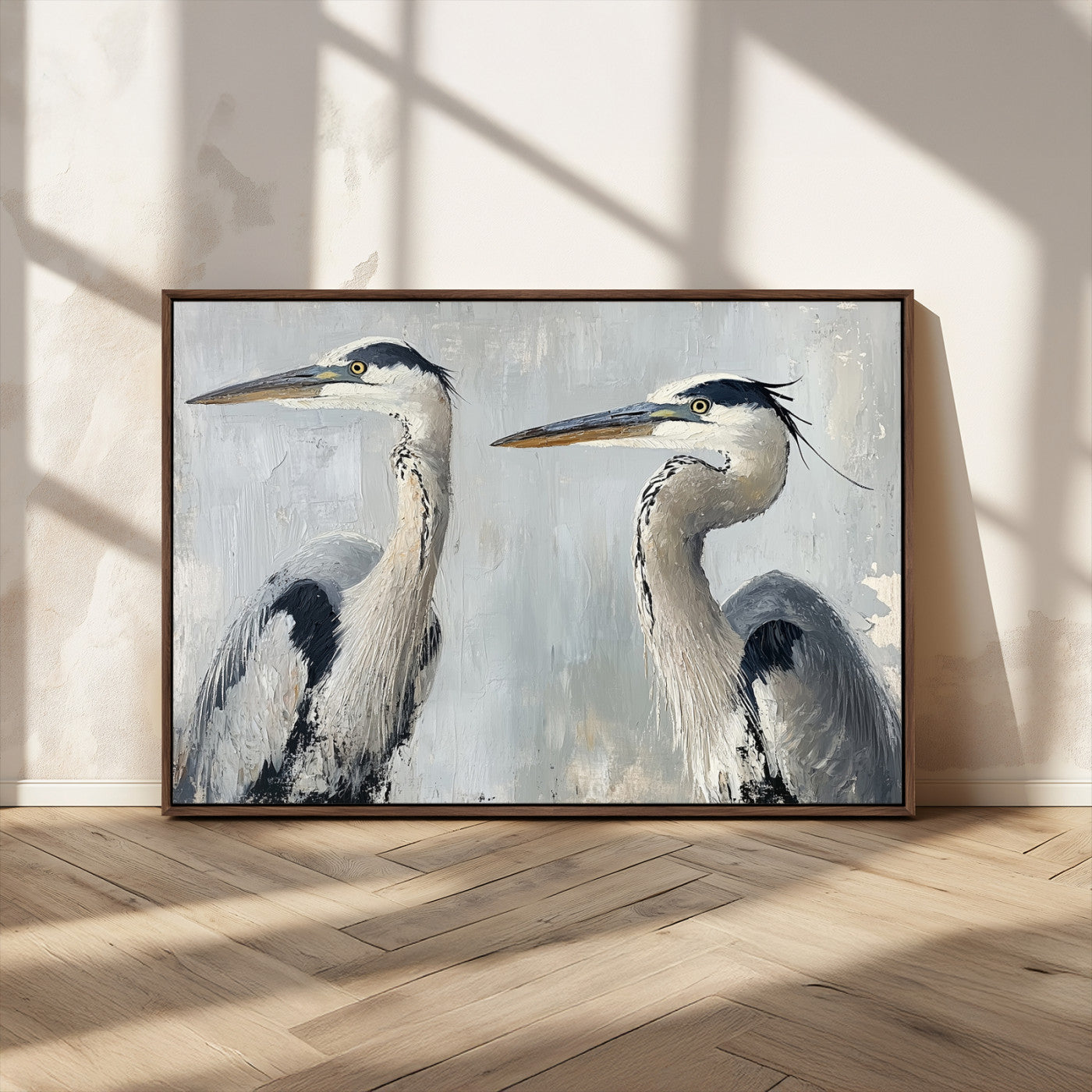 MGV-FC-36X24 - Bird Canvas Decor Wall Art Canvas Print, Framed Coastal Bird Pair Art Picture Print, Minimalist Wildlife Wall Perfect Coastal Minimalist Decor Artwork