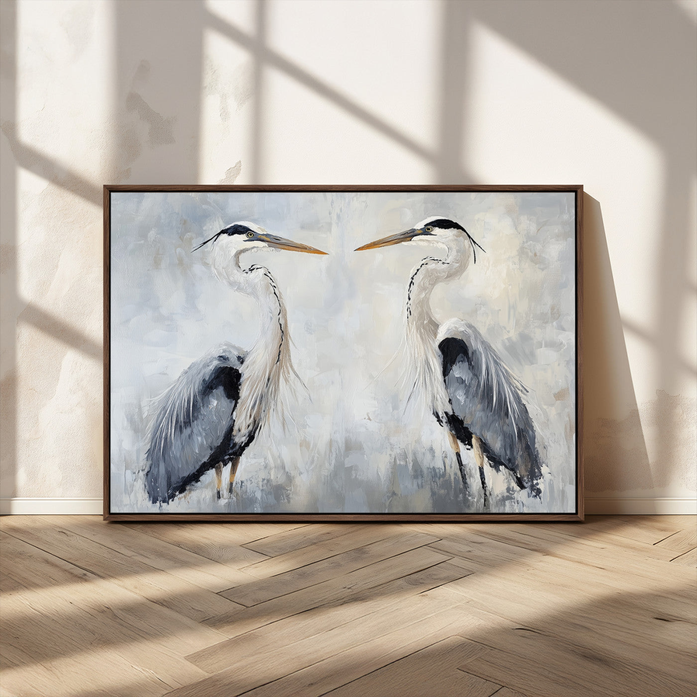 MGV-FC-36X24 - Heron Wall Art Wall Art Canvas Print, Framed Bird Canvas Decor Art Picture Print, Nature Inspired Perfect Coastal Minimalist Decor Artwork