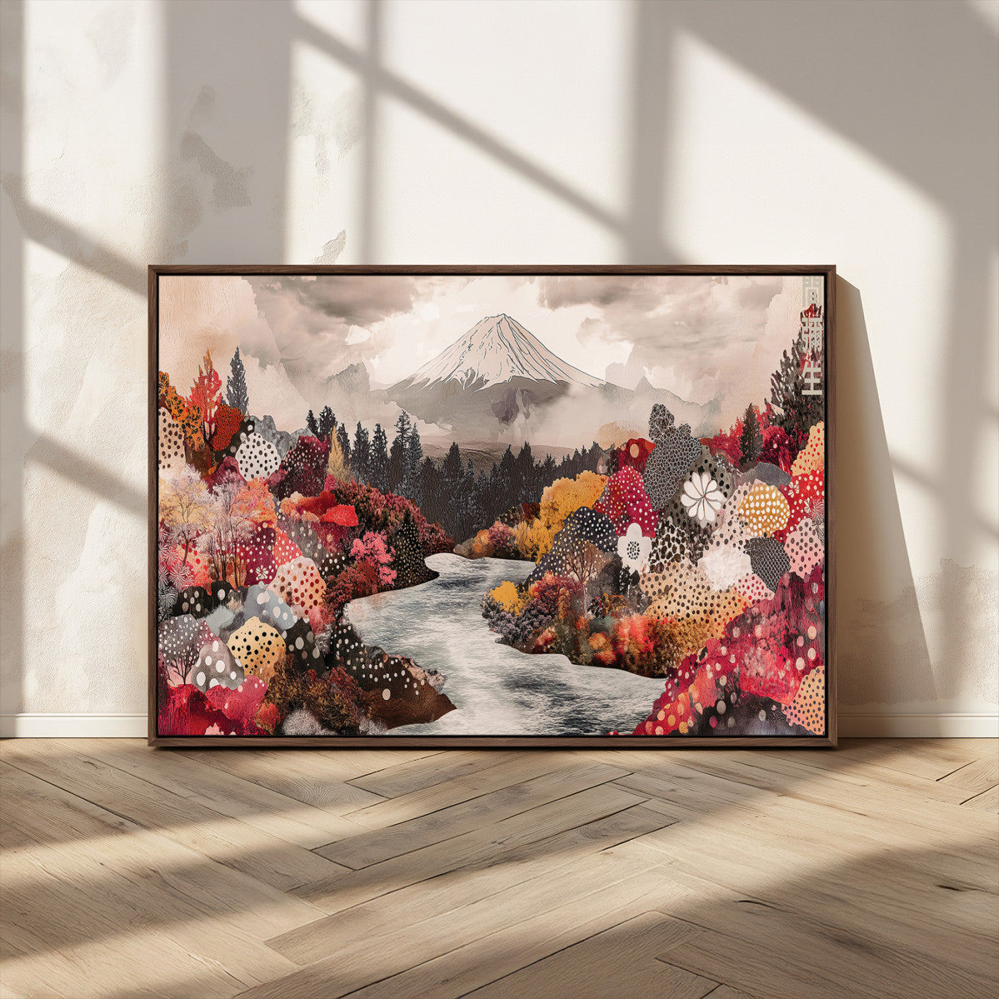 MGV-FC-36X24 - Mountain Wall Art Wall Art Canvas Print, Framed Autumn Forest Art Picture Print, Cottagecore Landscape Perfect Cottagecore Boho Decor Artwork