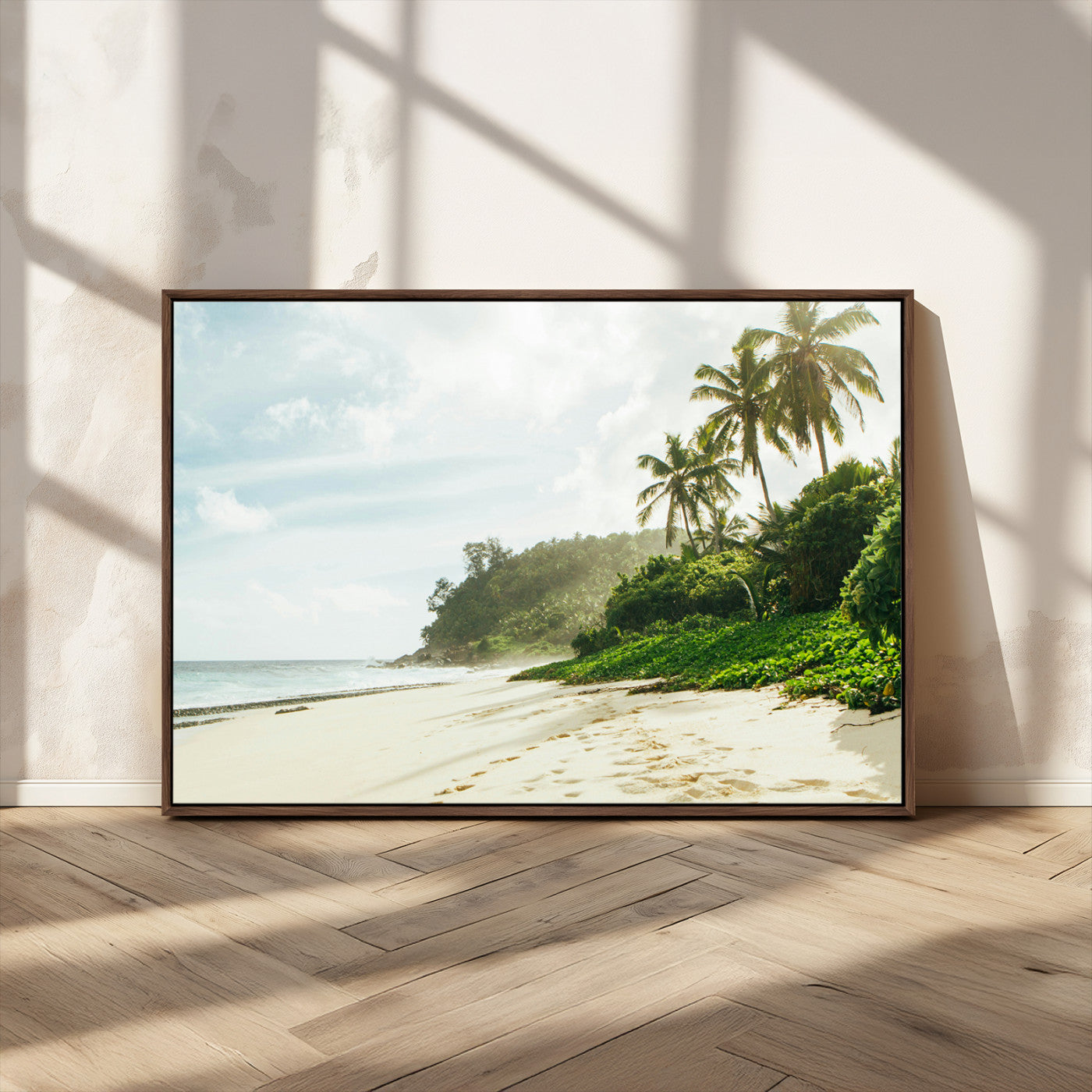 MGV-FC-36X24 - Relaxing Beach Wall Art Canvas Print, Framed Ocean View Art Picture Print, Coastal Serenity Perfect Tropical Coastal Decor Artwork