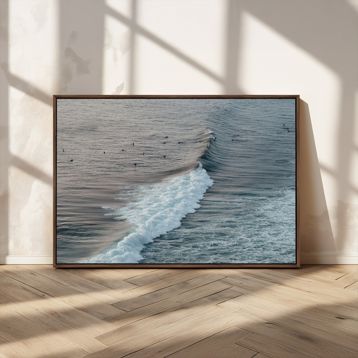 MGV-FC-36X24 - Ocean Waves Wall Art Canvas Print, Framed Coastal Serenity Art Picture Print, Surf Perfect Coastal Decor Artwork