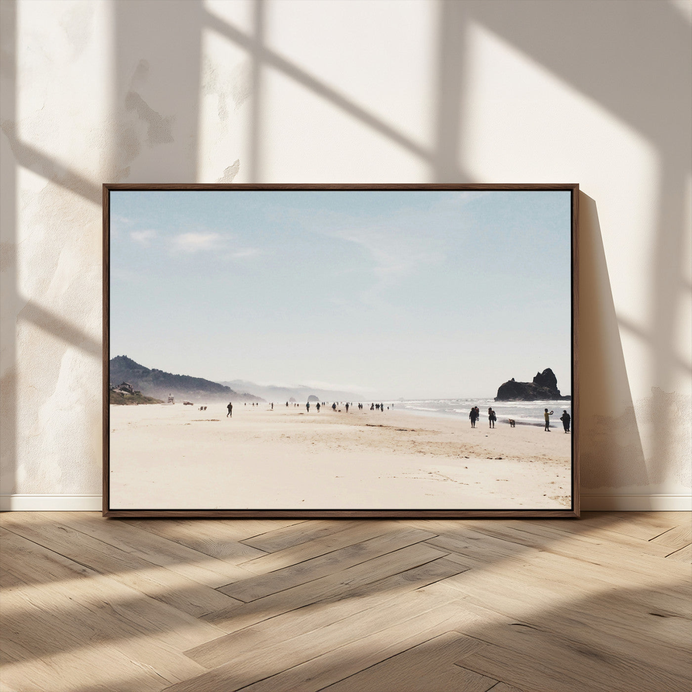 MGV-FC-36X24 - Minimalist Beach Wall Art Canvas Print, Framed Coastal Serenity Art Picture Print, Soft Sand Perfect Coastal Decor Artwork