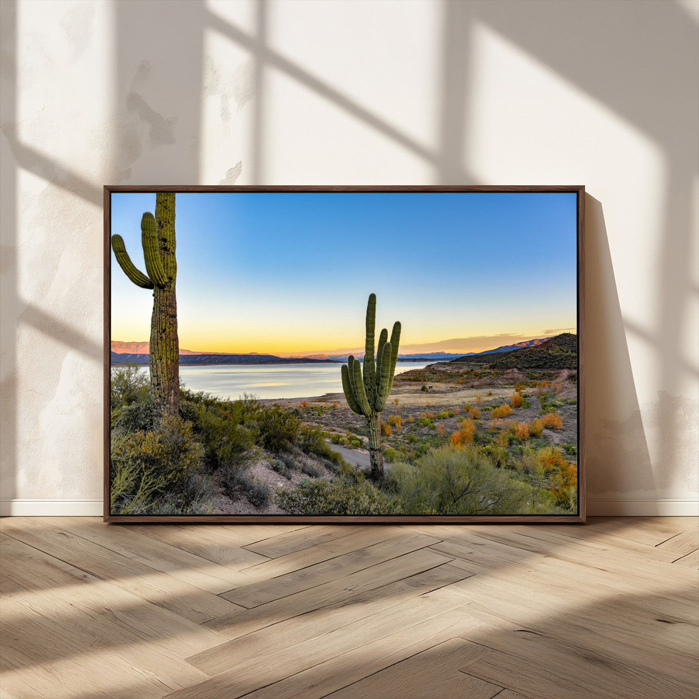 MGV-FC-36X24 - Saguaro Cactus Wall Art Canvas Print, Framed Desert Sunset Art Picture Print, Southwestern Perfect Southwestern Decor Artwork
