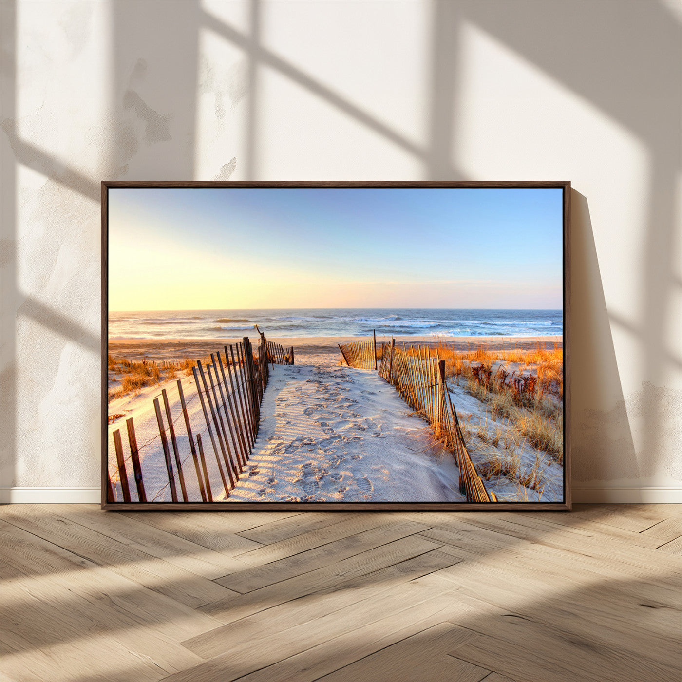 MGV-FC-36X24 - Ocean Sunset Wall Art Wall Art Canvas Print, Framed Nautical Photography Art Picture Print, Summer Beach House Decor Perfect Coastal Serenity Decor Artwork