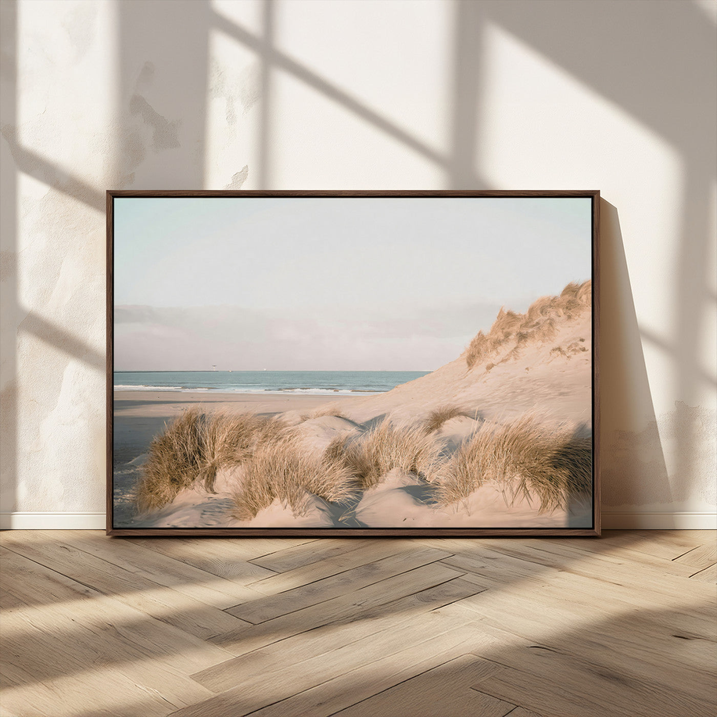 MGV-FC-36X24 - Beach Landscape Wall Art Canvas Print, Framed Sand Dune Photography Art Picture Print, Minimalist Seascape Perfect Coastal & Minimalist Decor Artwork