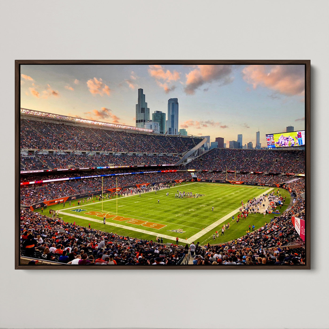 55377093-MGV-CV-36X24-Chicago Bears Soldiers Field Wall Art Canvas Print – Framed Football Stadium Artwork for Sports Fans, Soldier Field Skyline Canvas Decor for Game Room or Man Cave