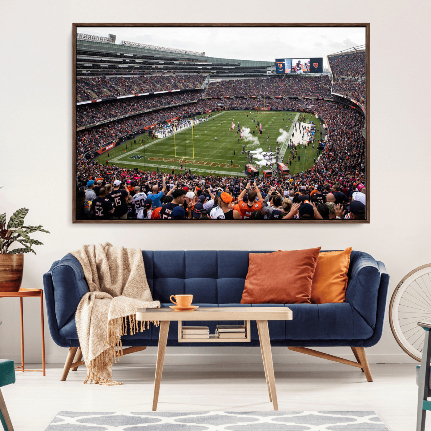 18347149-MGV-CV-36X24-Chicago Bears Soldiers Field Wall Art Canvas Print – Framed Football Stadium Artwork for Sports Fans, Soldier Field Skyline Canvas Decor for Game Room
