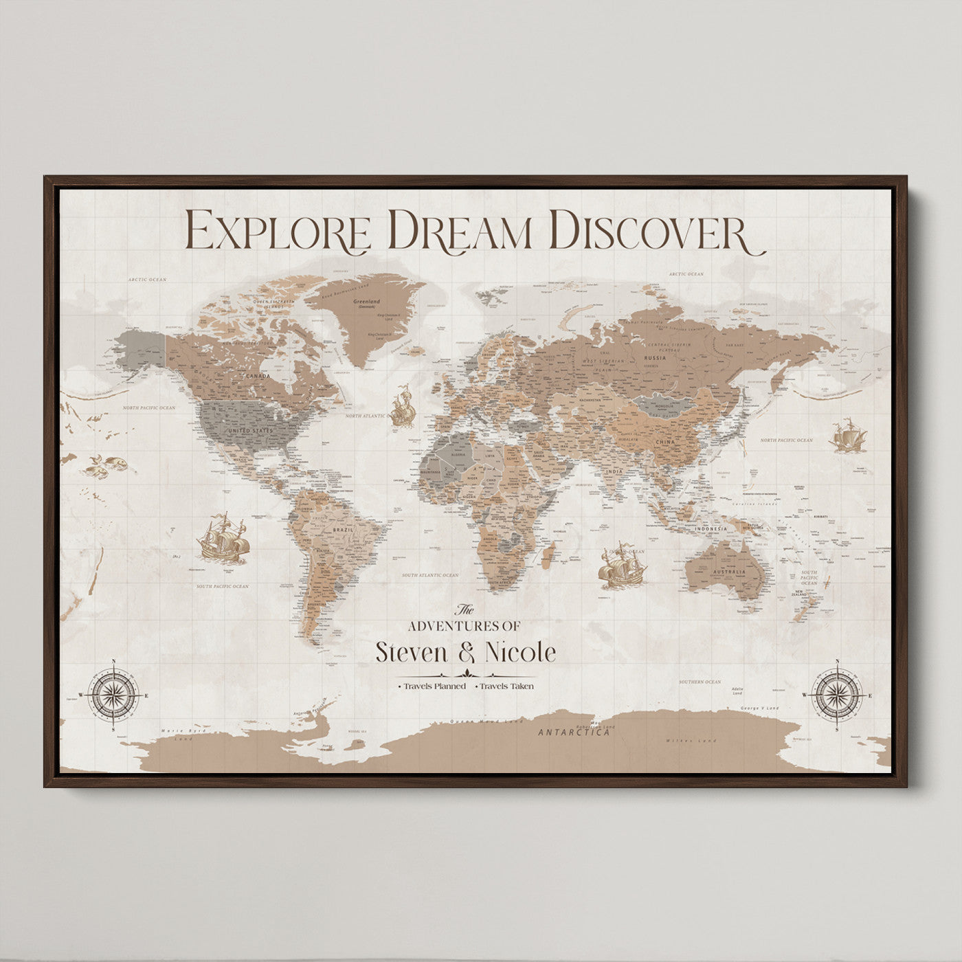 95738134-MGV-CV-36X24-Custom Push Pin World Map Wall Canvas Print – Personalized Travel Tracker with Pins – Framed Large Multi-Size Canvas for Home Office Decor