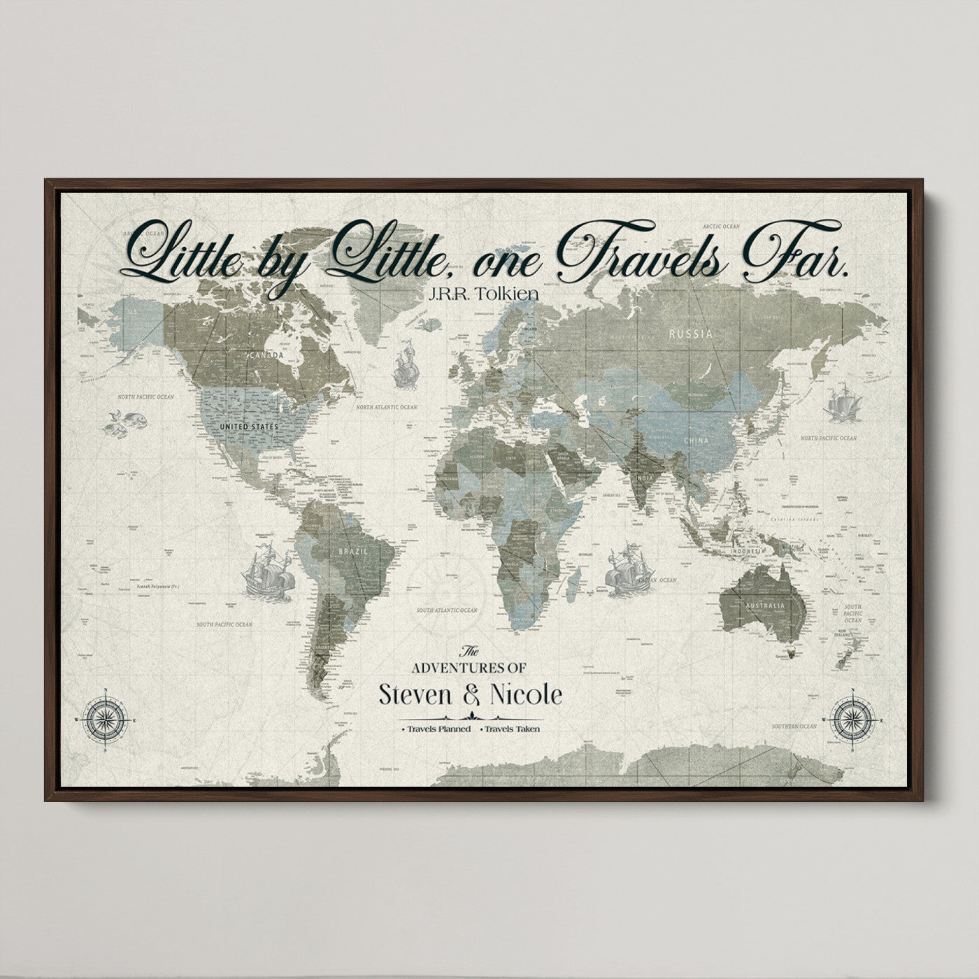 72081300-MGV-CV-36X24-Custom Push Pin World Map Wall Canvas Print – Personalized Travel Tracker with Pins – Framed Large Multi-Size Canvas for Home Office Decor